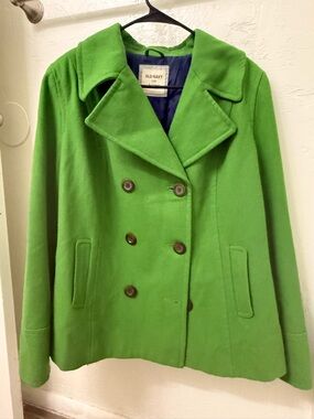 Old Navy Women's Vibrant Green Double-Breasted Peacoat